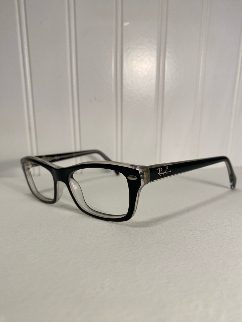 Ray-Ban - FRAMES ONLY Black with Clear Trim Eyeglasses - RB 1550 3529 46[]15 125